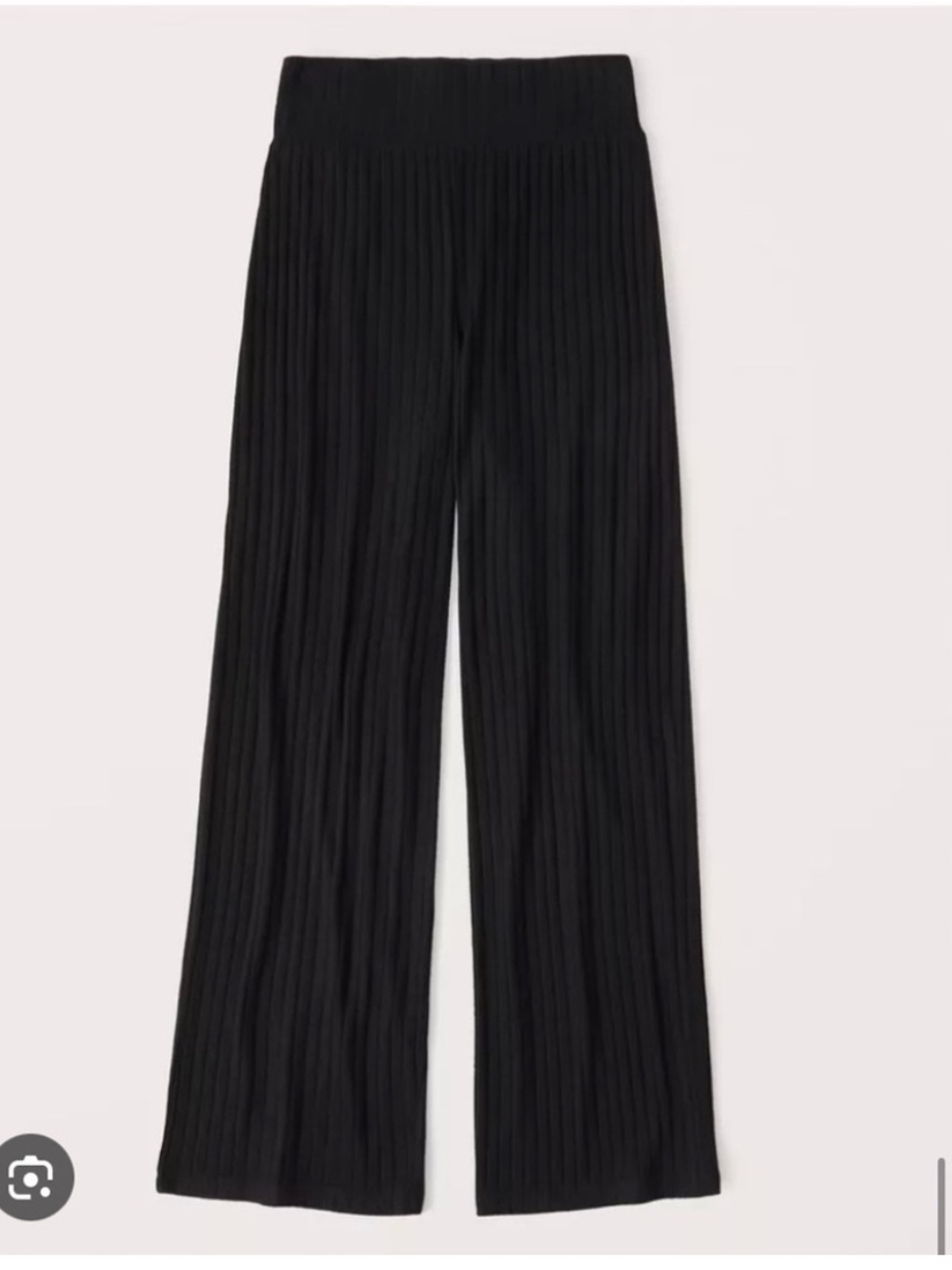 Abercrombie & Fitch Black Wide-Leg Ribbed Knit Lounge Pants Size M chic cozy 90s